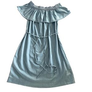 Loft Outlet Off Shoulder Women’s Denim Dress Elastic Ruffles Neckline Size M
